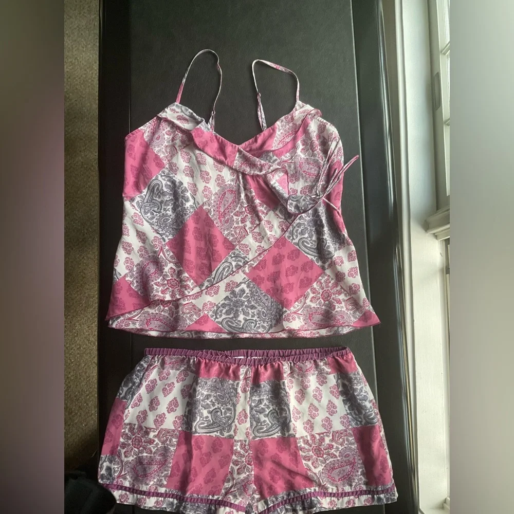 GAP Body Women's Size SP Purple and Pink Paisley 100% Silk Lingerie Set - Picture 4 of 16